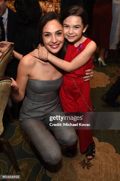 Gal Gadot and Brooklynn Prince attend the 18th Annual AFI Awards at Four Seasons Hotel Los Angeles at Beverly Hills on January 5, 2018 in Los...