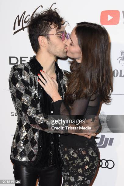 Max Schneider and his wife Emily Schneider attend the Channel Aid Concert at Elbphilharmonie on January 5, 2018 in Hamburg, Germany.