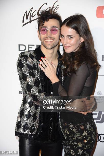 Max Schneider and his wife Emily Schneider attend the Channel Aid Concert at Elbphilharmonie on January 5, 2018 in Hamburg, Germany.