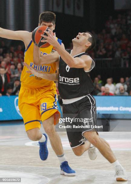 Nikos Zisis, #6 of Brose Bamberg in action during the 2017/2018 Turkish Airlines EuroLeague Regular Season Round 16 game between Brose Bamberg and...