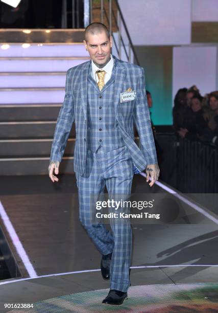 Shane Lynch enters the Celebrity Big Brother house at Elstree Studios on January 5, 2018 in Borehamwood, England.