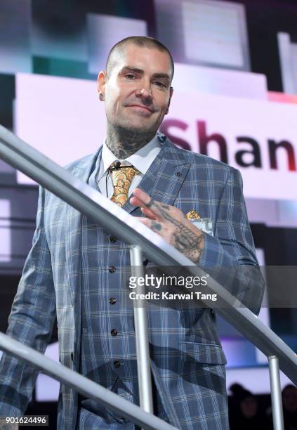 Shane Lynch enters the Celebrity Big Brother house at Elstree Studios on January 5, 2018 in Borehamwood, England.