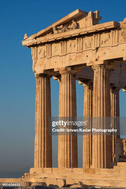 detail of the parthenon, acropolis, athens, greece - parthenon athens imagens e fotografias de stock
