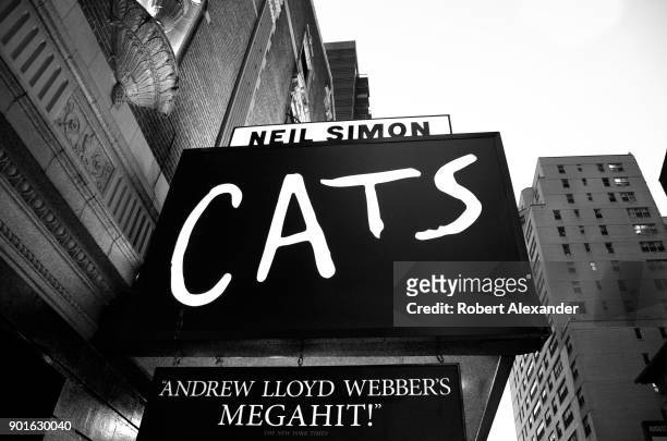 The Neil Simon Theater, where the Andrew Lloyd Webber Broadway musical 'Cats' is playing, is on 52nd Street in Midtown Manhattan's Theater District.