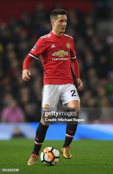 Ander Herrera of Manchester United in action during the FA Cup 3rd round match between Manchester United and derby County at Old Trafford on January...