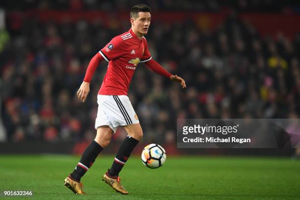 Ander Herrera of Manchester United in action during the FA Cup 3rd round match between Manchester United and derby County at Old Trafford on January...