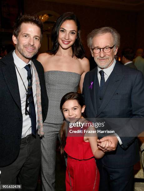 Zack Snyder, Gal Gadot, Brooklynn Prince and Steven Spielberg attend the 18th Annual AFI Awards at Four Seasons Hotel Los Angeles at Beverly Hills on...