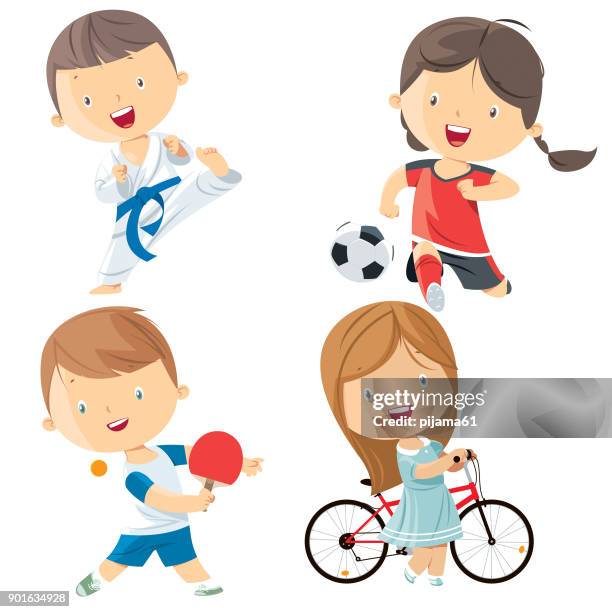 kids sports characters - martial arts vector stock illustrations
