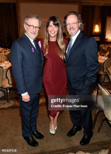 Steven Spielberg, Patty Jenkins and AFI president and CEO Bob Gazzale attend 18th Annual AFI Awards at Four Seasons Hotel Los Angeles at Beverly...