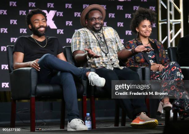 Creator/executive producer/director/writer/executive music producer/"Earn Marks" Donald Glover, actors Brian Tyree Henry and Zazie Beetz of the...