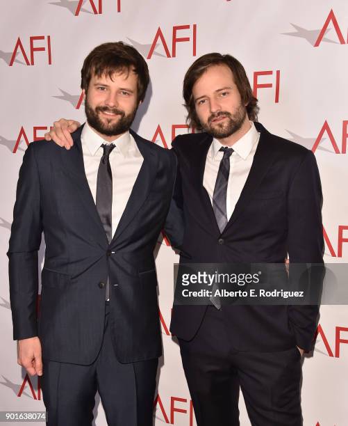 Ross Duffer and Matt Duffer attend the 18th Annual AFI Awards at Four Seasons Hotel Los Angeles at Beverly Hills on January 5, 2018 in Los Angeles,...