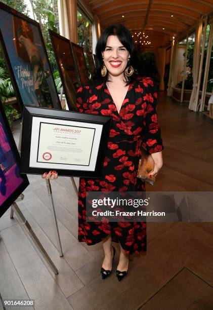 Honoree Alexis Martin Woodall poses with award during 18th Annual AFI Awards at Four Seasons Hotel Los Angeles at Beverly Hills on January 5, 2018 in...
