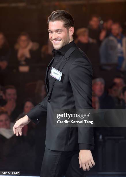 Jonny Mitchell enters the Celebrity Big Brother house at Elstree Studios on January 5, 2018 in Borehamwood, England.