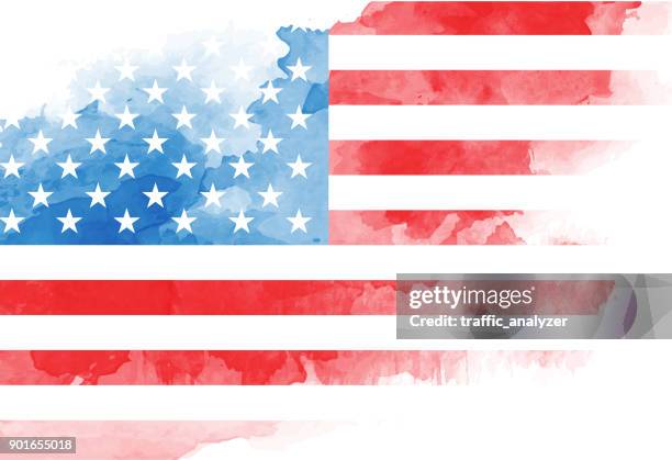 watercolor painted flag - grunge stars and stripes stock illustrations