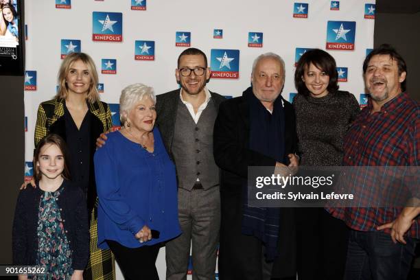 Juliane Lepoureau, Laurence Arne, Line Renaud, Dany Boon, Francois Berleand, Valerie Bonneton and Guy Lecluyse attend "La Ch'tite Famille" premiere...