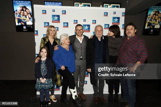 Juliane Lepoureau, Laurence Arne, Line Renaud, Dany Boon, Francois Berleand, Valerie Bonneton and Guy Lecluyse attend "La Ch'tite Famille" premiere...