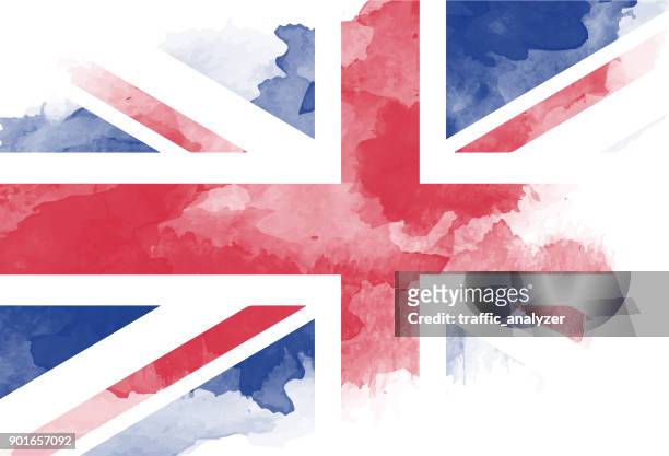illustrations, cliparts, dessins animés et icônes de aquarelle peinte drapeau - royaume uni