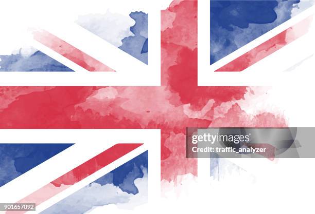 ilustrações de stock, clip art, desenhos animados e ícones de watercolor painted flag - picture of great britain flag