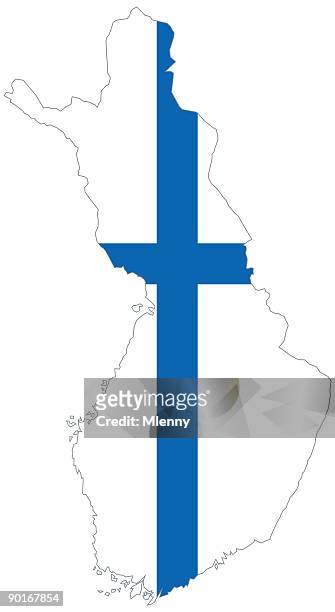 stockillustraties, clipart, cartoons en iconen met finland scandinavia map with finnish flag - helsinki