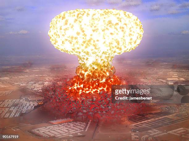 nuclear explosion - nuklearwaffe stock-fotos und bilder