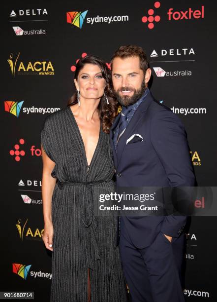 Zoe Ventoura and Daniel MacPherson attend the 7th AACTA International Awards at Avalon Hollywood in Los Angeles on January 5, 2018 in Hollywood,...