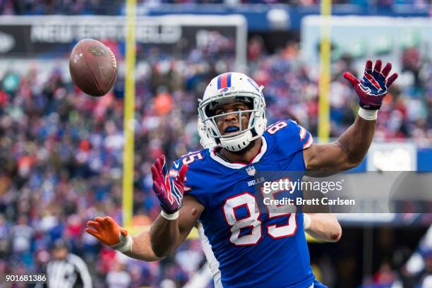 Charles Clay of the Buffalo Bills reacts to having a pass broken up by Kiko Alonso of the Miami Dolphins during the second half at New Era Field on...