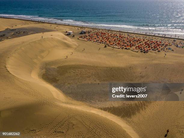 vista aérea de maspalomas, gran canaria, españa. - octocóptero fotografías e imágenes de stock