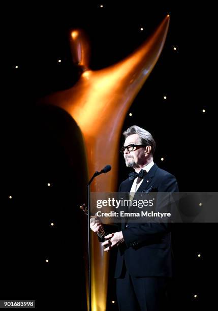 Gary Oldman accepts the AACTA International Award for Best Lead Actor for 'Darkest Hour' onstage at the 7th AACTA International Awards at Avalon...