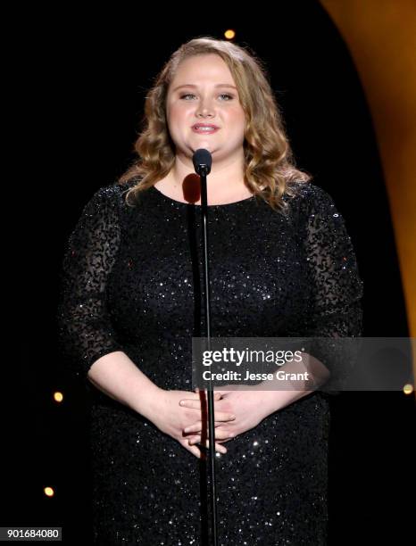 Danielle MacDonald speaks onstage at the 7th AACTA International Awards at Avalon Hollywood in Los Angeles on January 5, 2018 in Hollywood,...