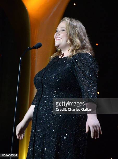 Danielle MacDonald speaks onstage at the 7th AACTA International Awards at Avalon Hollywood in Los Angeles on January 5, 2018 in Hollywood,...