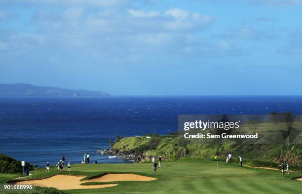 General view of the on the 11th hole as Marc Leishman of Australia and Brian Harman of the United States putt during the second round of the Sentry...