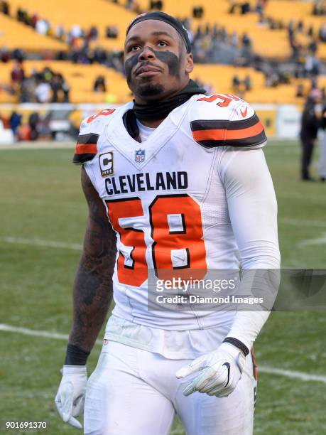 Linebacker Christian Kirksey of the Cleveland Browns walks off the field after a game on December 31, 2017 against the Pittsburgh Steelers at Heinz...