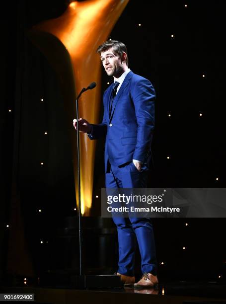 Liam McIntyre speaks onstage at the 7th AACTA International Awards at Avalon Hollywood in Los Angeles on January 5, 2018 in Hollywood, California.