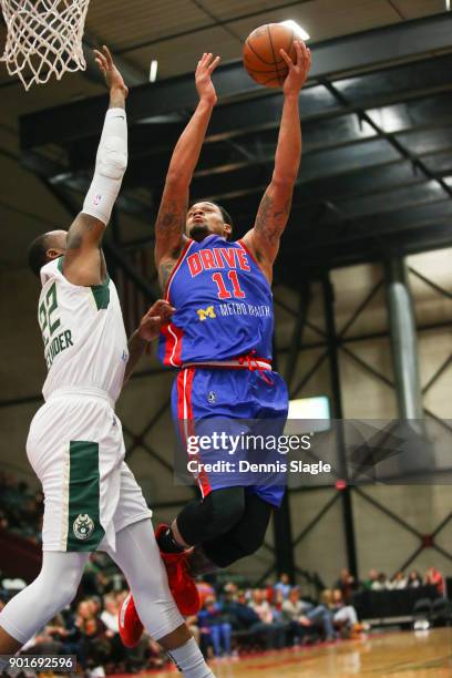 McDaniels of the Grand Rapids Drive takes a shot against the Wisconsin Herd at The DeltaPlex Arena for the NBA G-League on JANUARY 5, 2018 in Grand...