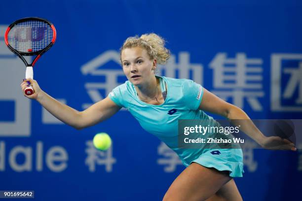 Katerina Siniakova of Czech Republic in action during the semi final match against Maria Sharapova of Russia during Day 6 of 2018 WTA Shenzhen Open...