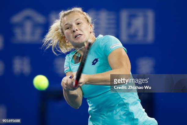 Katerina Siniakova of Czech Republic in action during the semi final match against Maria Sharapova of Russia during Day 6 of 2018 WTA Shenzhen Open...