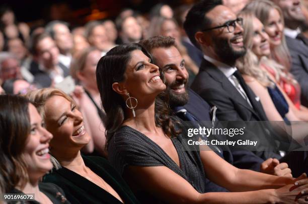 Zoe Ventoura and Daniel MacPherson attend the 7th AACTA International Awards at Avalon Hollywood in Los Angeles on January 5, 2018 in Hollywood,...