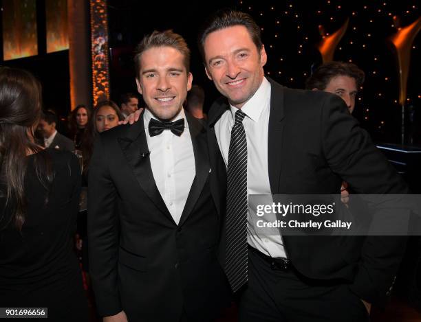 Hugh Sheridan and Hugh Jackman attend the 7th AACTA International Awards at Avalon Hollywood in Los Angeles on January 5, 2018 in Hollywood,...