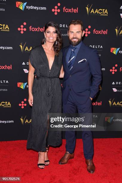 Zoe Ventoura and Daniel MacPherson attend the 7th AACTA International Awards at Avalon Hollywood in Los Angeles on January 5, 2018 in Hollywood,...