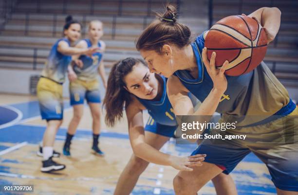 group of female basketball players playing basketball - practicing stock pictures, royalty-free photos & images