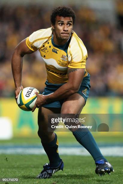Will Genia of the Wallabies looks to pass the ball during the 2009 Tri Nations series match between the Australian Wallabies and the South African...
