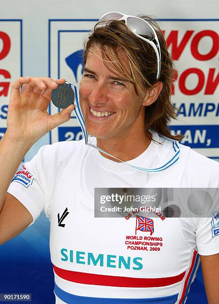 Katherine Grainger of Great Britain wins silver in the Women's Single Sculls in the final of the World Rowing Championships on August 29, 2009 in...