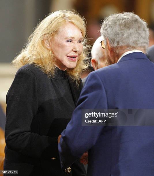 Senator Edward Kennedy's ex-wife Joan Kennedy talks to singer Tony Bennett before funeral services for U.S. Senator Edward Kennedy at the Basilica of...