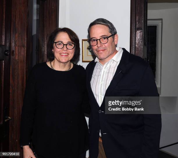 Actor Matthew Broderick and his sister Reverend Janet Broderick backstage at the reading of "Truman Capote's A Christmas Memory" A Reading By Matthew...
