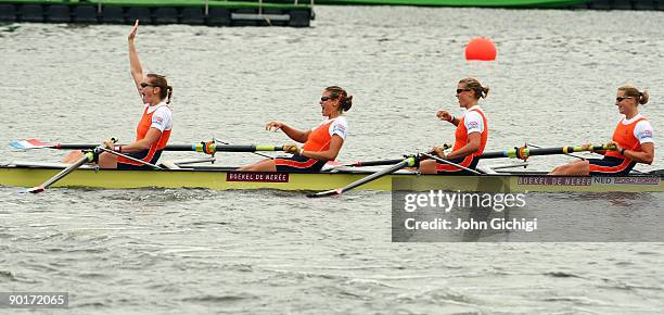 Chantal Achterberg, Nienke Kingma, Carline Bouw and Femke Dekker of Netherlands win the Women's Four in the final of the World Rowing Championships...