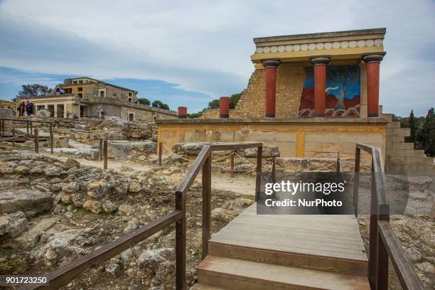 Knossos with the Minoan palace, the largest Bronze Age archaeological site on Crete island and Europe's oldest city. Knossos was discovered by...