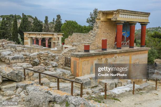 Knossos with the Minoan palace, the largest Bronze Age archaeological site on Crete island and Europe's oldest city. Knossos was discovered by...