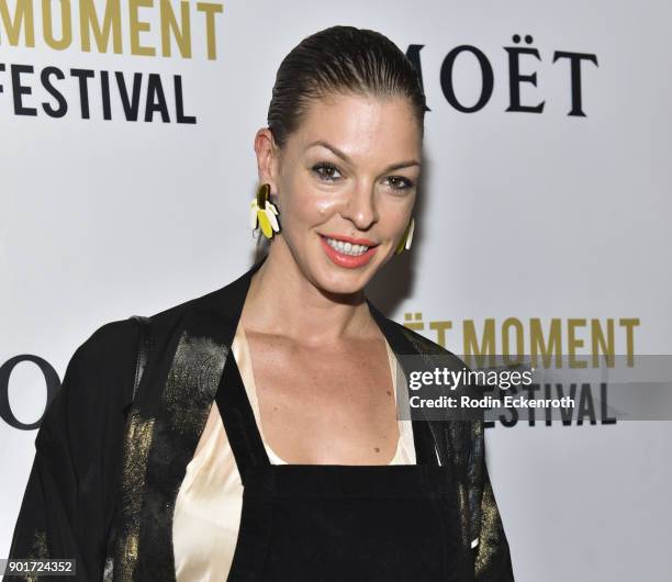 Pollyanna McIntosh attends Moet and Chandon Celebrates 3rd Annual Moet Moment Film Festival and kick off of Golden Globes Week at Poppy on January 5,...