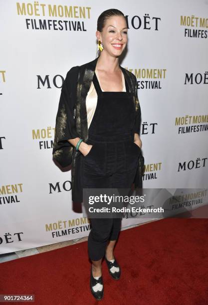 Pollyanna McIntosh attends Moet and Chandon Celebrates 3rd Annual Moet Moment Film Festival and kick off of Golden Globes Week at Poppy on January 5,...