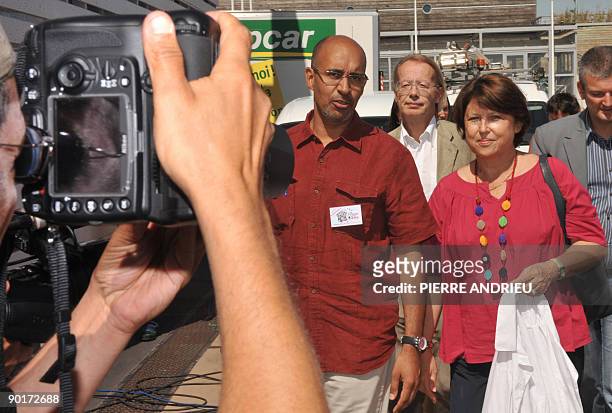 France's opposition Socialist Party leader Martine Aubry arrives with PS European MP and national secretary in charge of the coordination Harlem...
